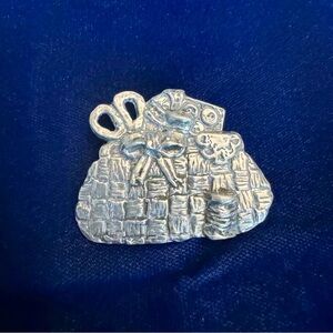 Vintage Sheridan Pewter Basket Brooch Pin
